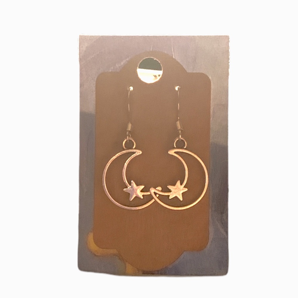 Homemade Moon and Star Earrings with Backings